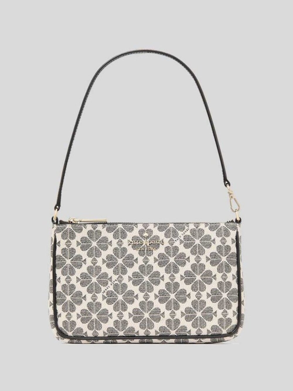 New Kate Spade Flower Logo Convertible Wristlet Mini Shoulder Bag Black Cream